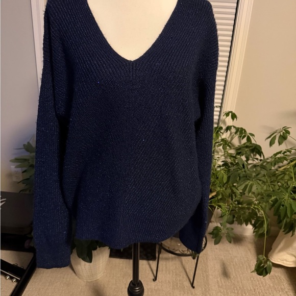 Women's Navy Blue Navy Sparkle Sweater - Picture 3 of 6